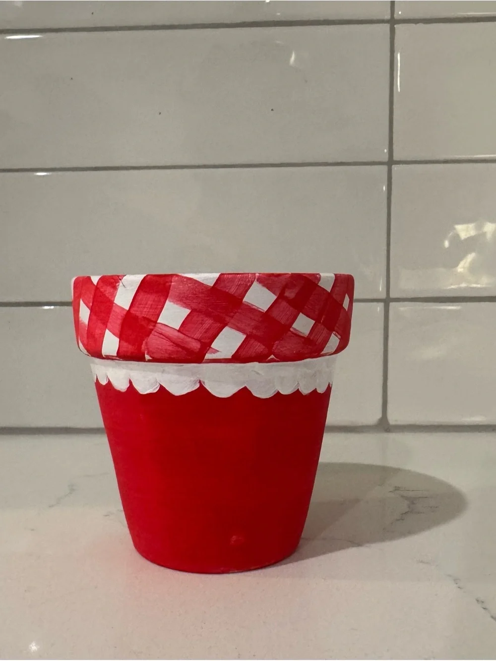 Hand Painted Strawberry Jam Flower Pot 3 1/2” X 3 1/2” Cottagecore  Planter